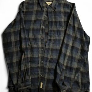 Blue and Gray Plaid Button-Up Shirt